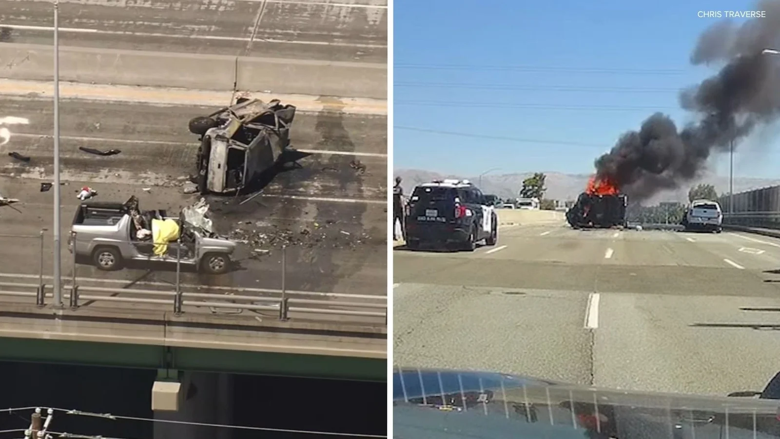 Wrong-way, fiery crash on Santa Clara’s Montague Expressway leaves two dead