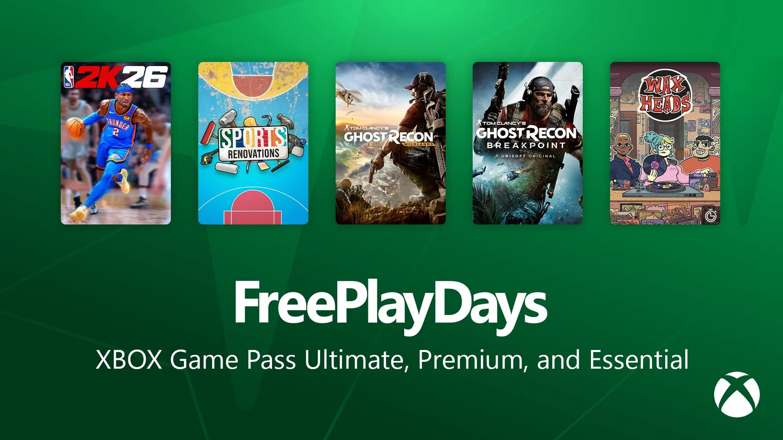 Xbox Free Play Days Kickoff: NBA 2K26, Ghost Recon Breakpoint & Wildlands, Wax Heads