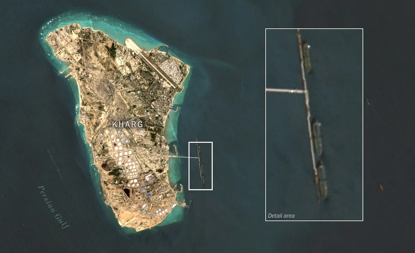 Satellite imagery shows five Iranian tankers loading oil amid U.S. blockade in Strait of Hormuz