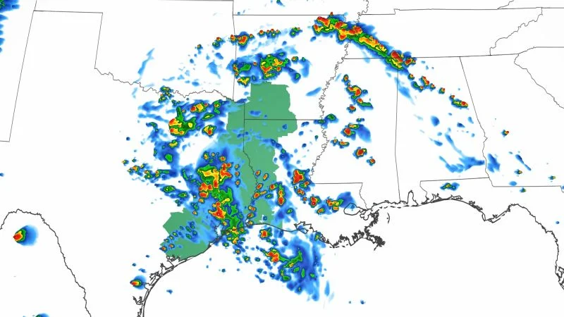 Severe storms threaten flooding in Southern US.
