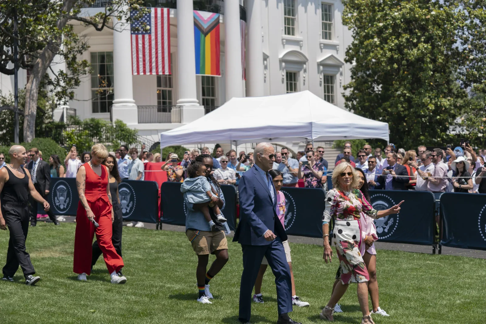 Controversy at White House Pride event over topless transgender activist.