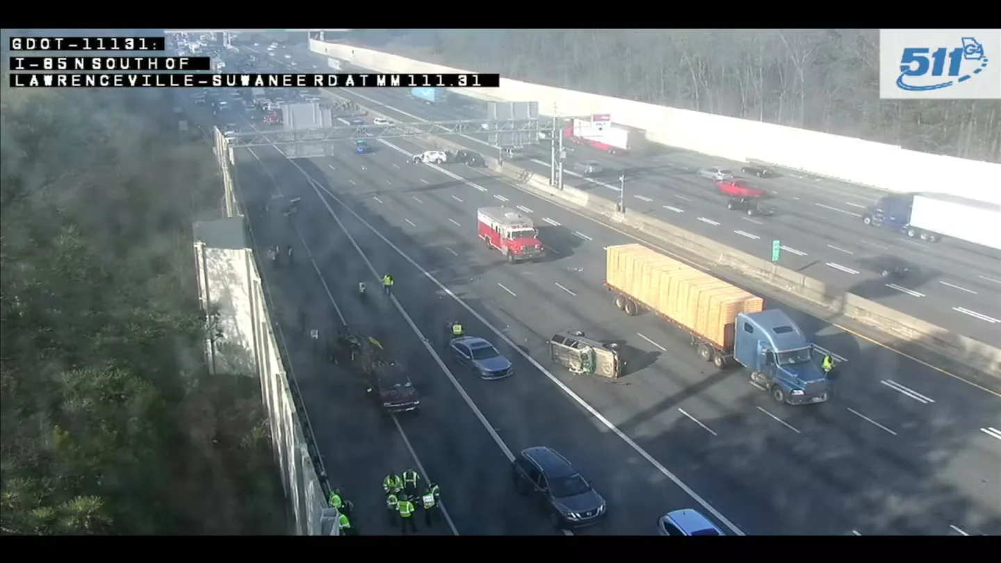 Multiple crashes cause chaos on I-85 in Georgia.