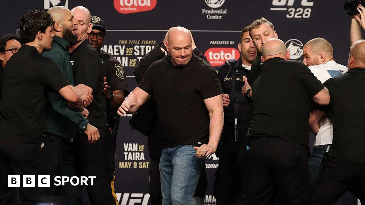 Chimaev Kicks Strickland at UFC 328 Face-off Amid Heavy Security