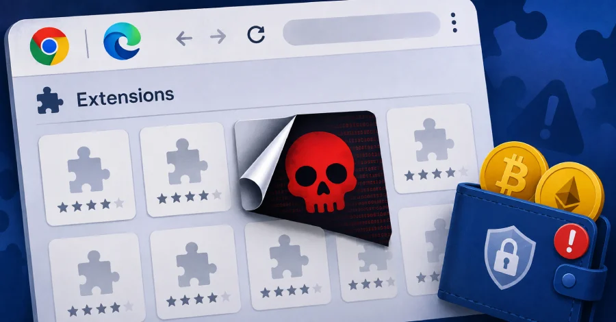 Crypto-Theft via Trusted-Looking Extensions: 19 Chrome/Edge Add-Ins Harbor Hidden Malware