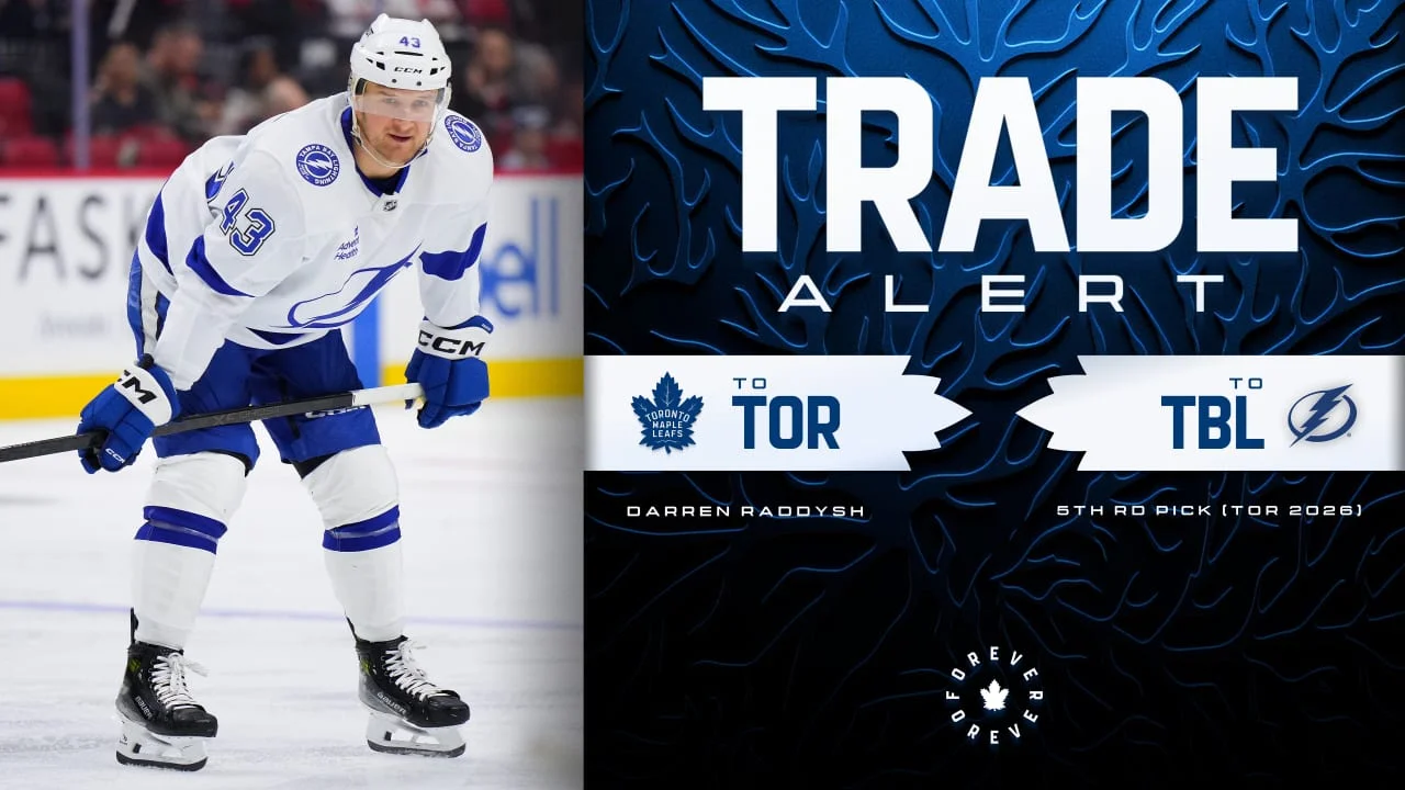 Leafs land Darren Raddysh from Lightning on eight-year extension