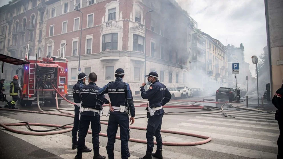 Massive Explosion Rocks Central Milan, Vehicles on Fire.