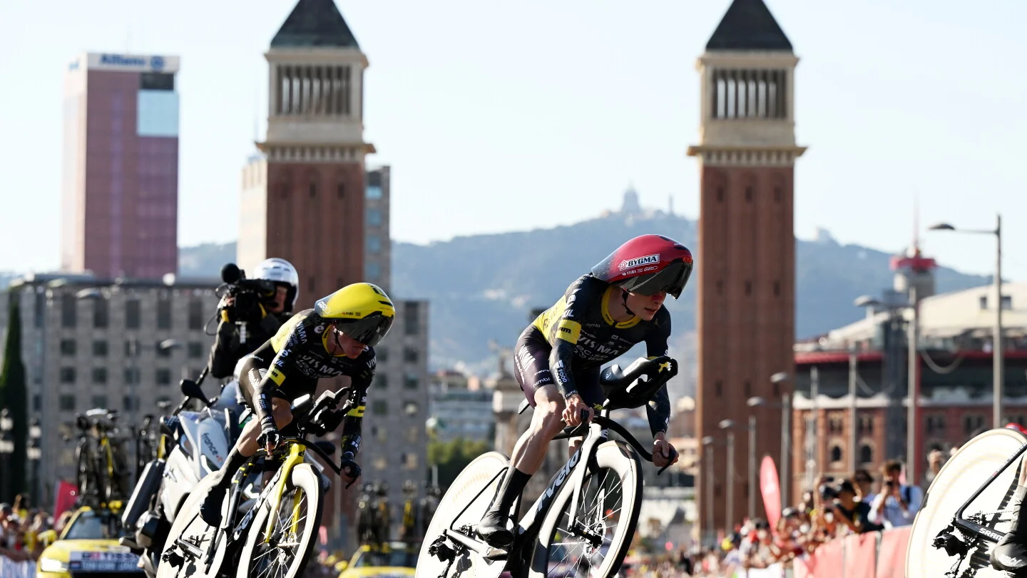 Vingegaard takes early edge as Pogacar chases fifth Tour in Barcelona TT