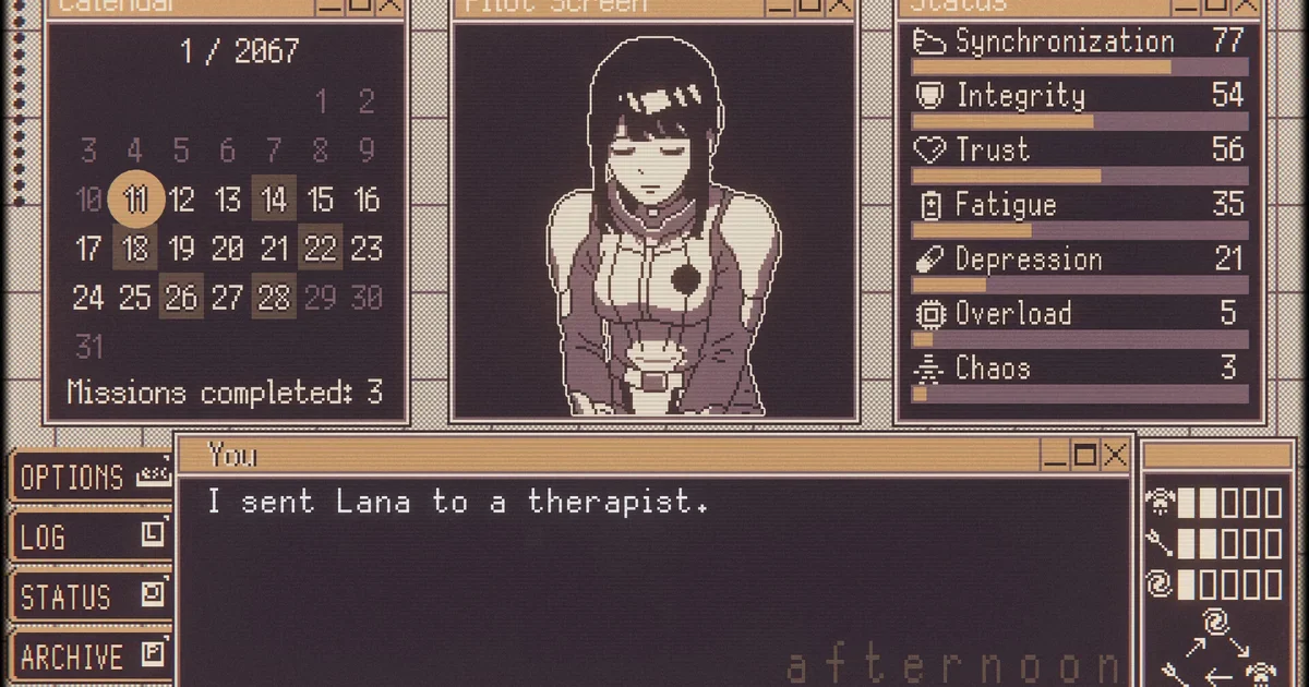 Raising a Mecha Pilot in a Neon Sci‑Fi Visual Novel