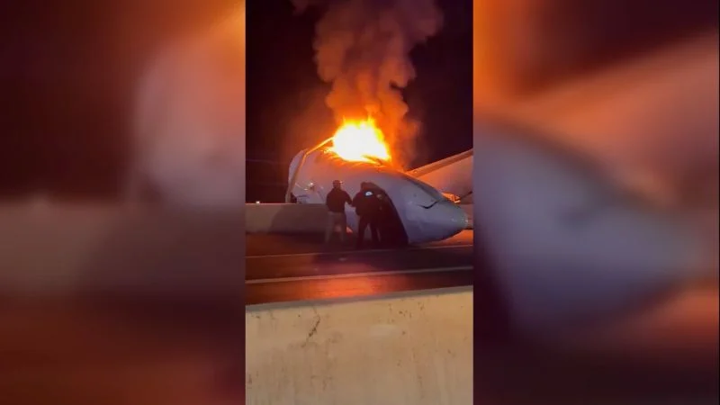 Bystanders rush to help after NetJets jet crashes on Texas highway