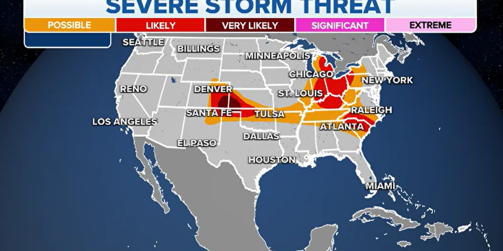 Severe Storms Threaten Millions Across Central and Eastern US