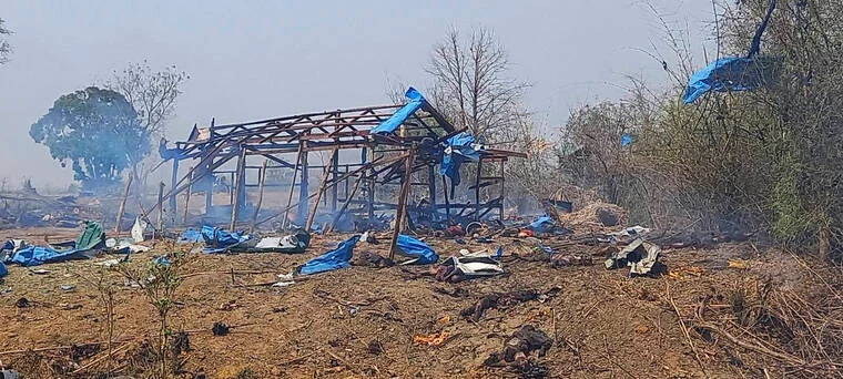 Myanmar village hit by deadly airstrikes.