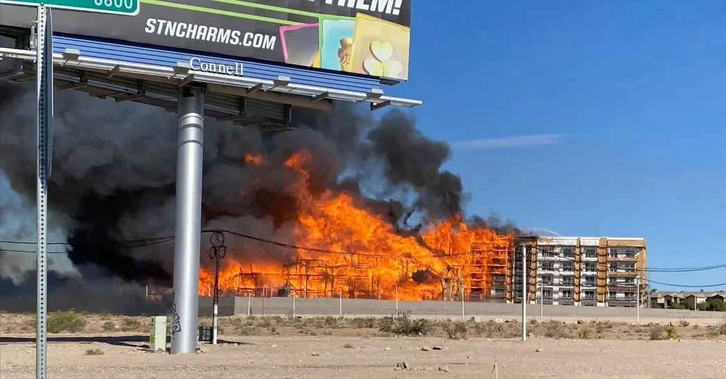 Massive Fire Destroys Apartment Complex Under Construction in Southwest Las Vegas.