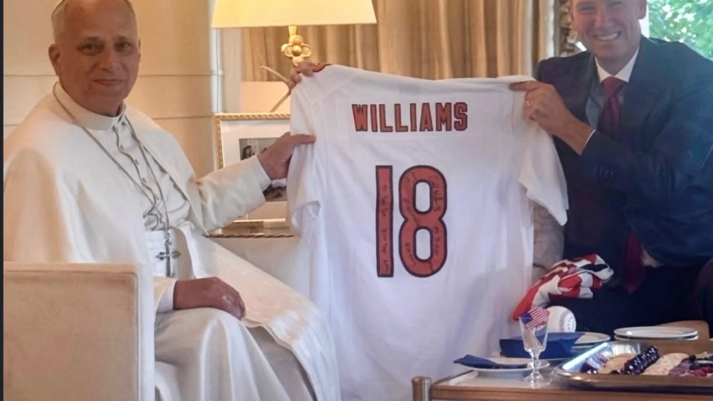 Caleb Williams Surprises Pope Leo XIV With a Signed Bears Jersey
