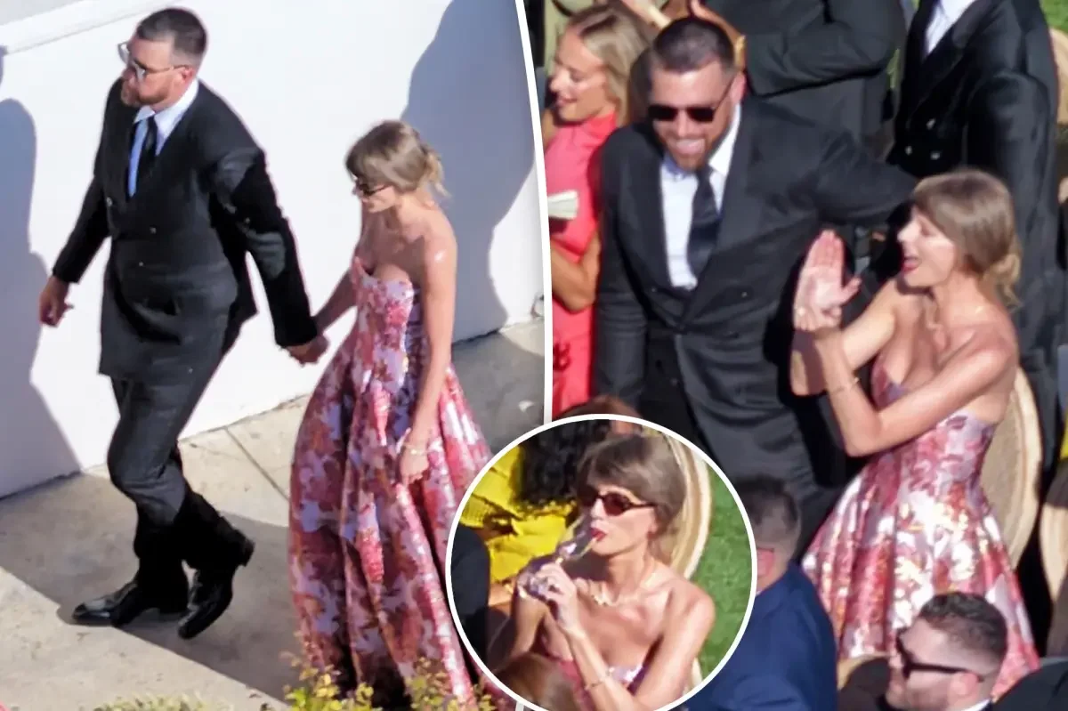Swift & Kelce Step Out as Newlyweds, Hold Hands at Pal's Wedding