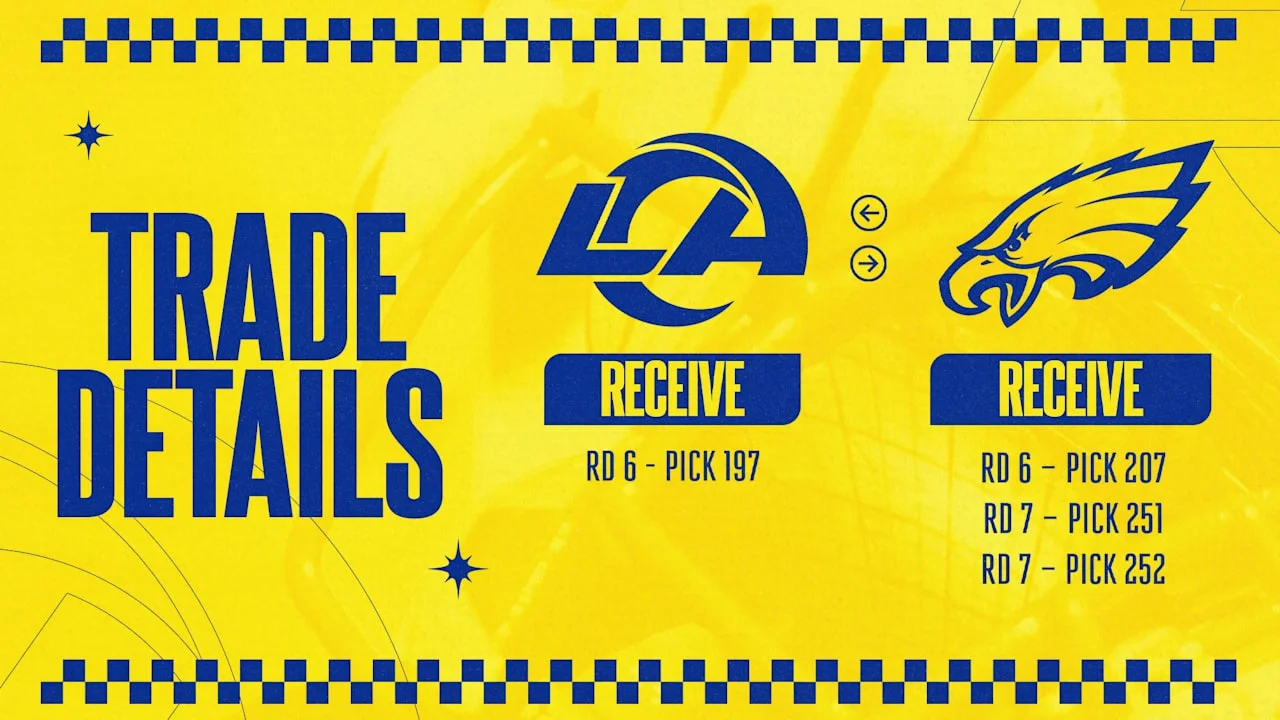 Rams leap to 197th pick in 2026 NFL Draft, trading 207, 251 and 252 to the Eagles