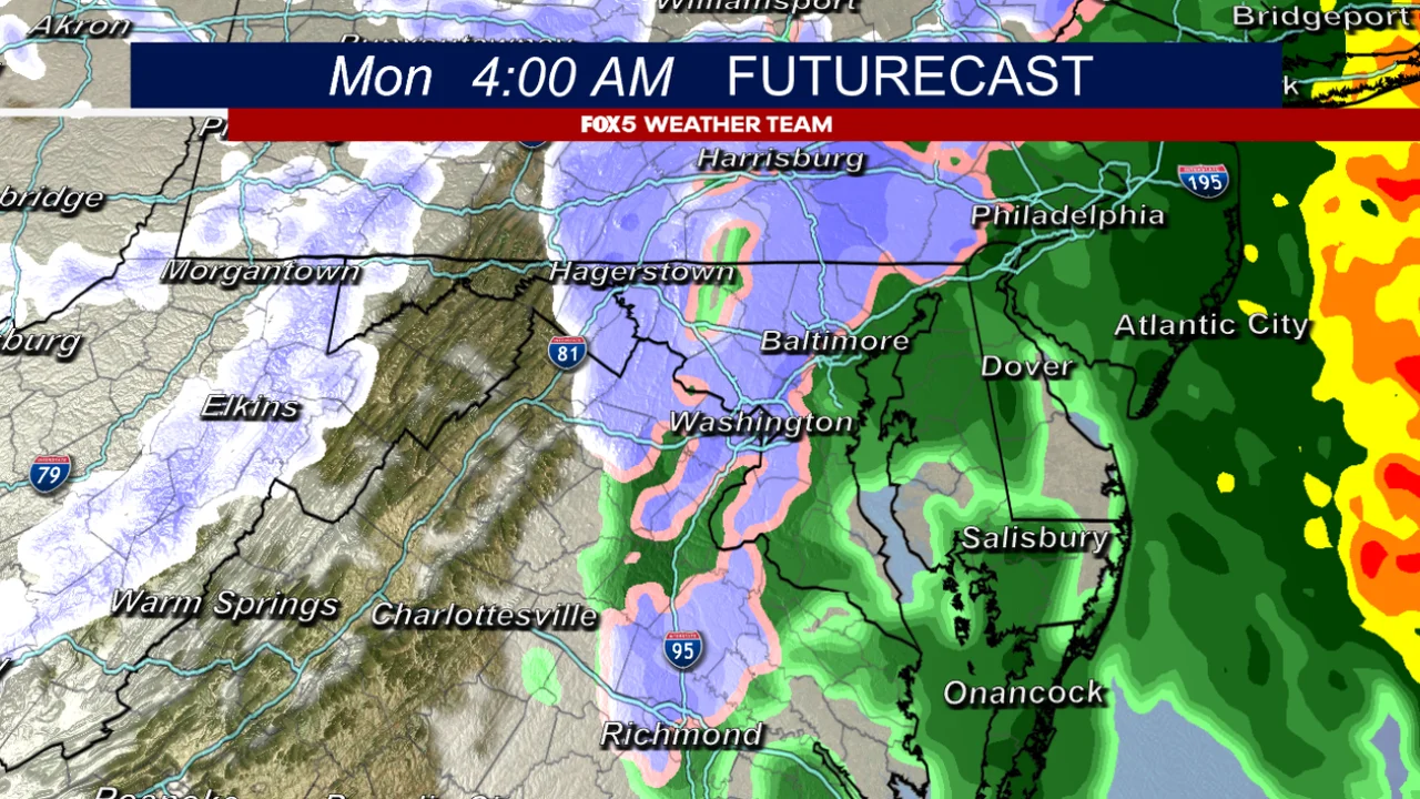 Wild Weather: Heavy Rain, Flooding, and a Burst of Snow Expected for DMV Monday