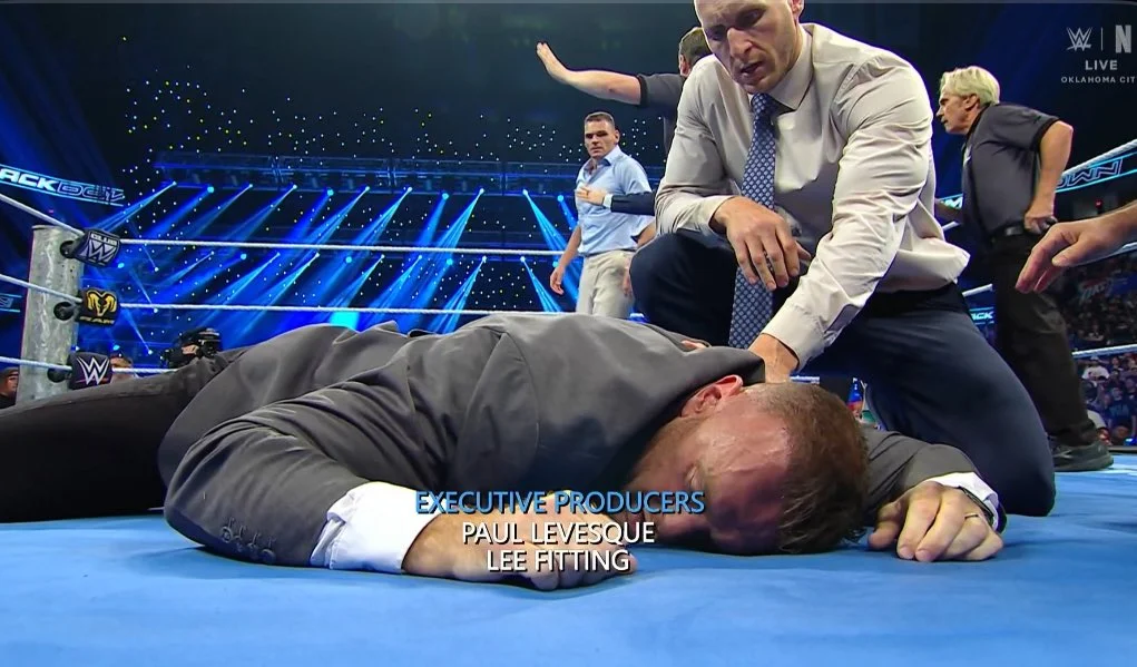 Gunther chokes Nick Aldis after SNME matchup reveal on SmackDown
