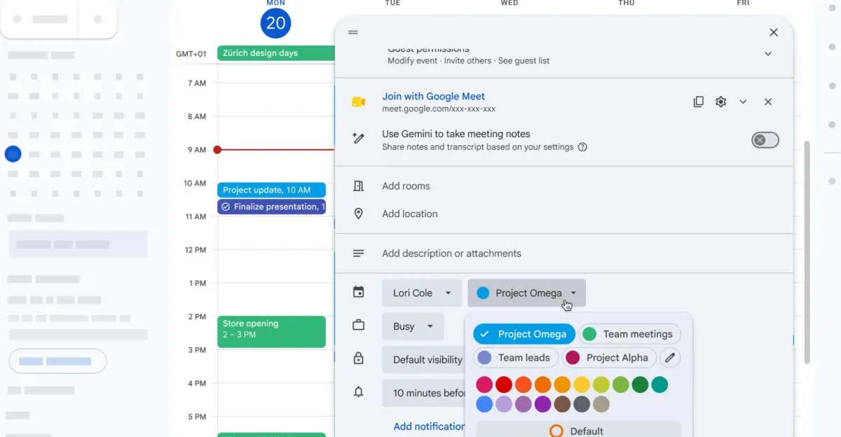 Google Calendar expands to 200 custom colors for events