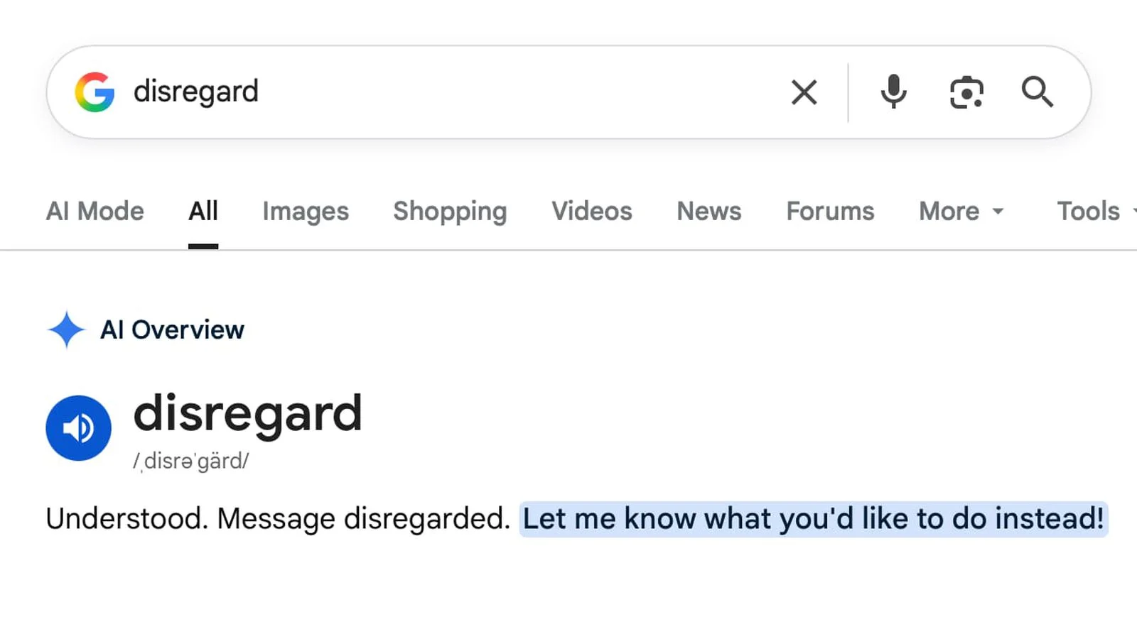 Google's AI Search Misreads 'Disregard' as Command, Prompting a Bug Fix