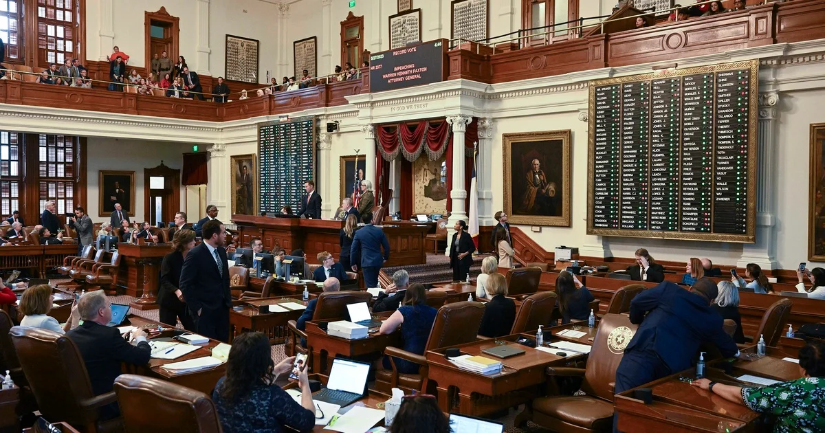 Ken Paxton Impeached and Suspended by Texas House of Representatives.