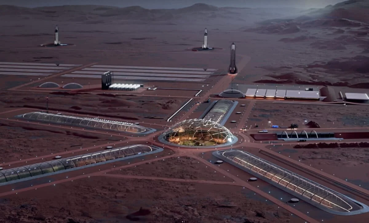 Mars City by Asteroid Belt: A Two-Stop Route to Metals