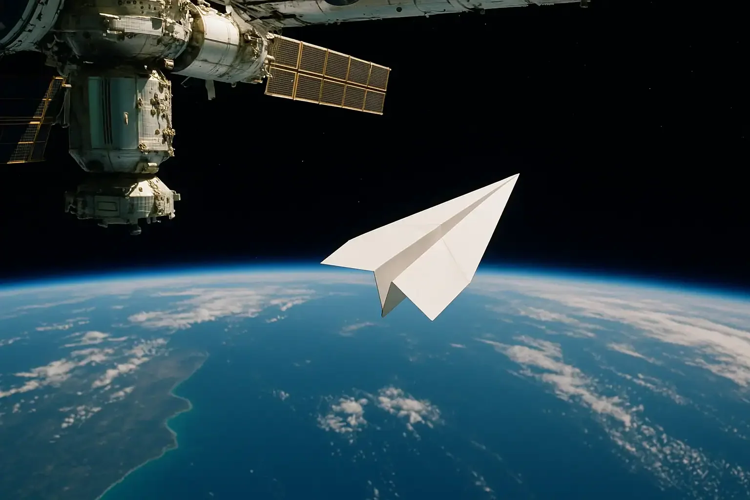 ISS Origami: The Curious Descent of a Four-Gram Paper Plane