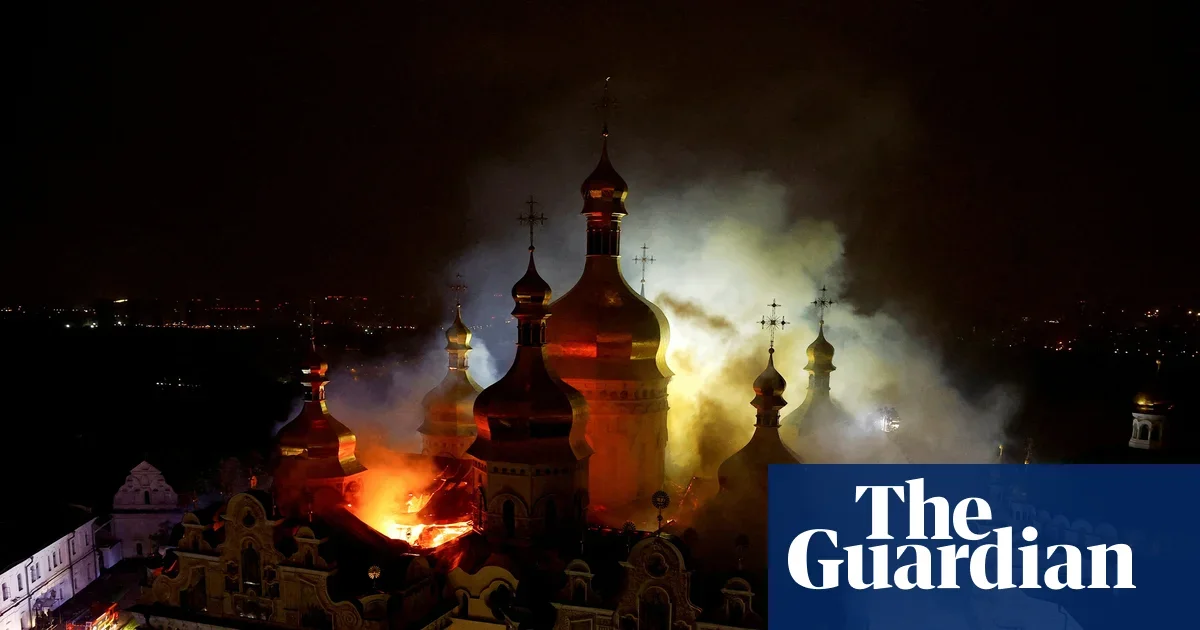 Kyiv hit as broad Russian assault sets Dormition Cathedral ablaze at Pechersk Lavra