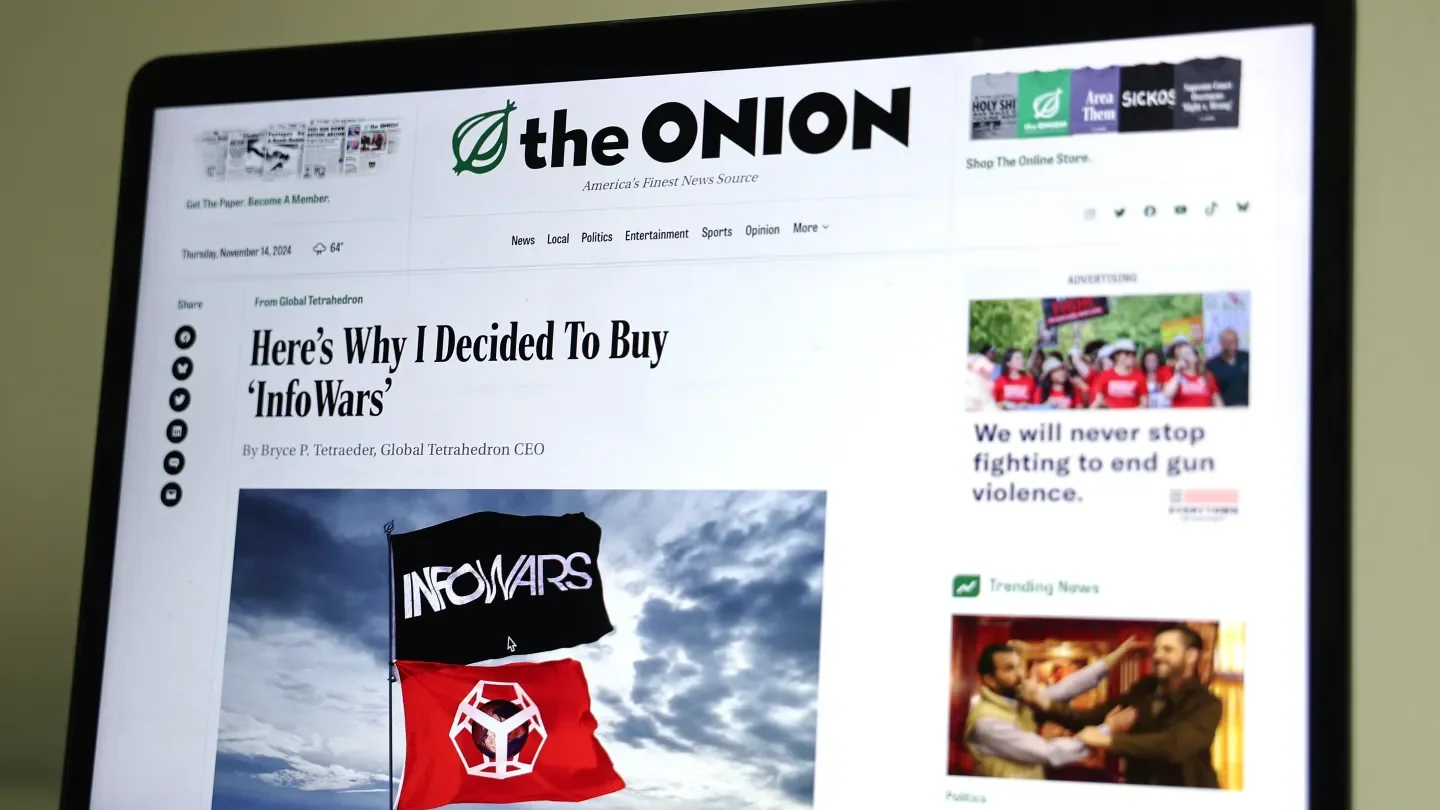 Shirtless Alex Jones Fights The Onion’s Infowars Takeover