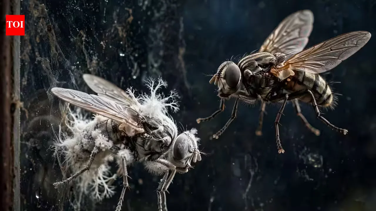 Zombie-fly fungus hurls spores with a soft-water cannon, aiding its spread