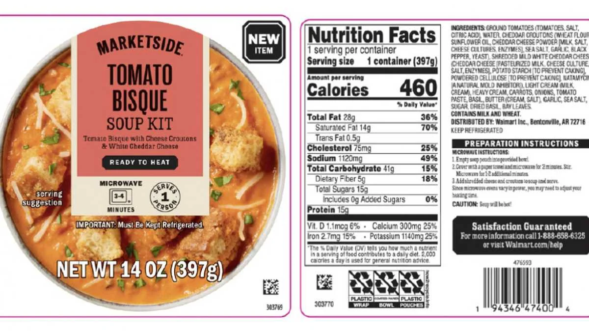 Walmart Recalls Marketside Tomato Bisque Kits Over Listeria Risk, FDA Warns