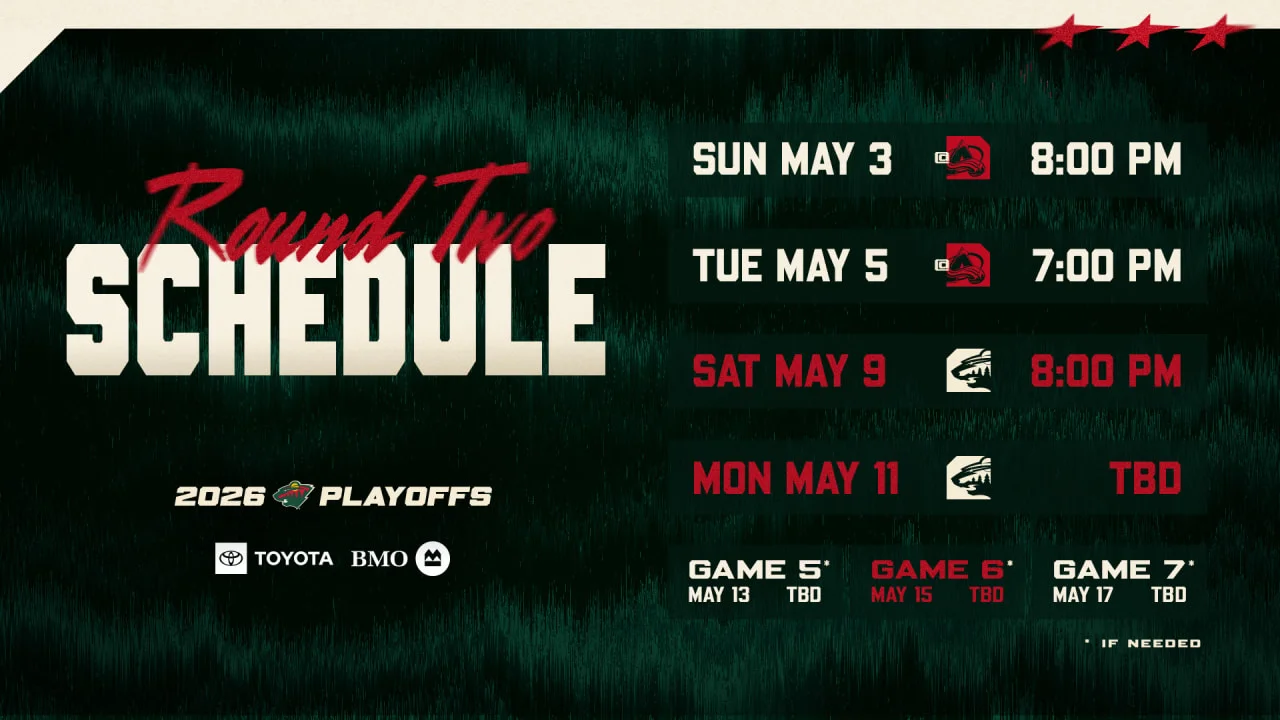 Wild-Vs-Avalanche Second Round Schedule Confirmed