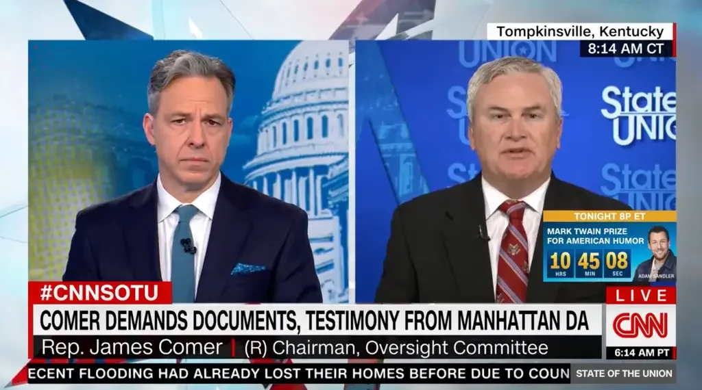 GOP Rep. Comer Criticizes NYC DA Bragg and Defends Trump Against Political Probe