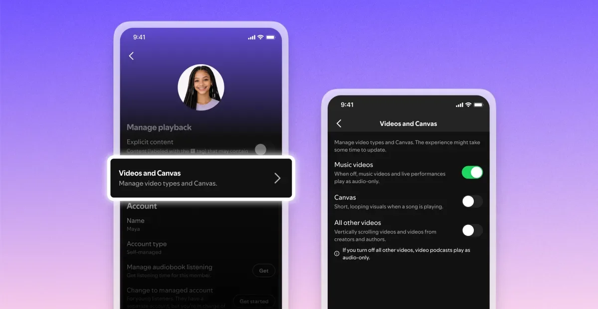 Spotify adds global video-off controls for music and podcasts