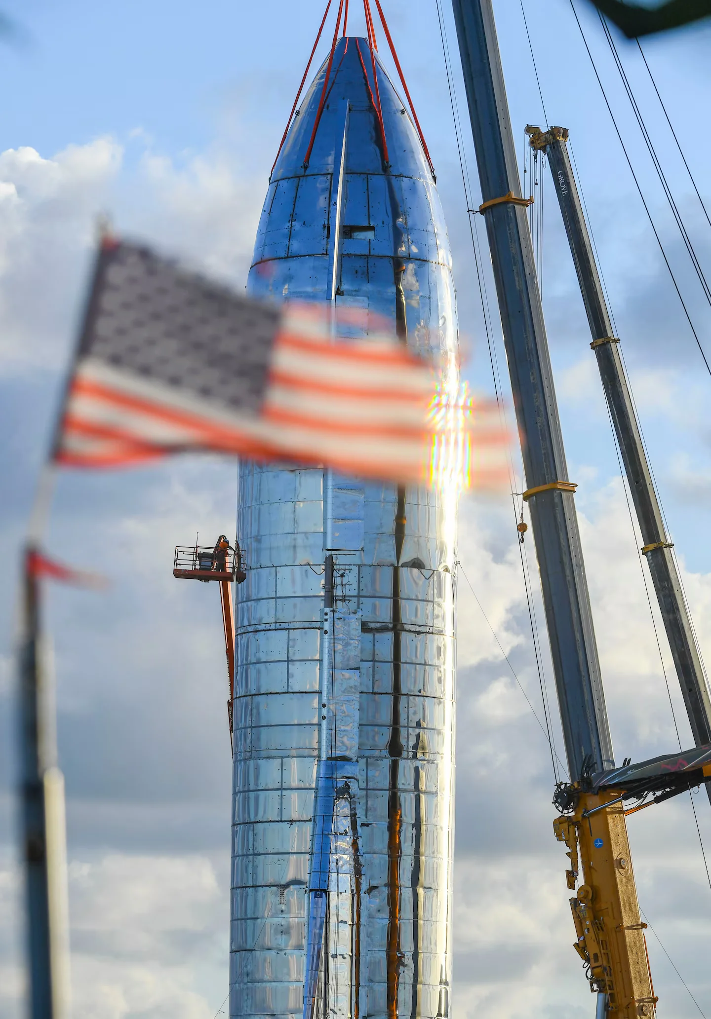 SpaceX's Starship launch from Texas on the horizon.