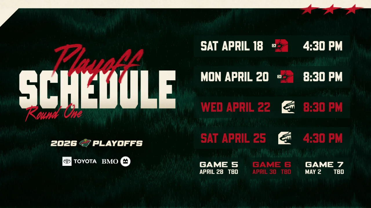 Wild-Stars First-Round Playoff Schedule Revealed