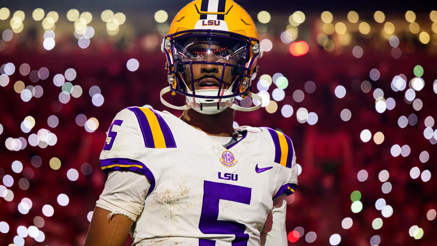 LSU Fans React to Jayden Daniels Video Board Image Amid No. 5 Jersey Dispute