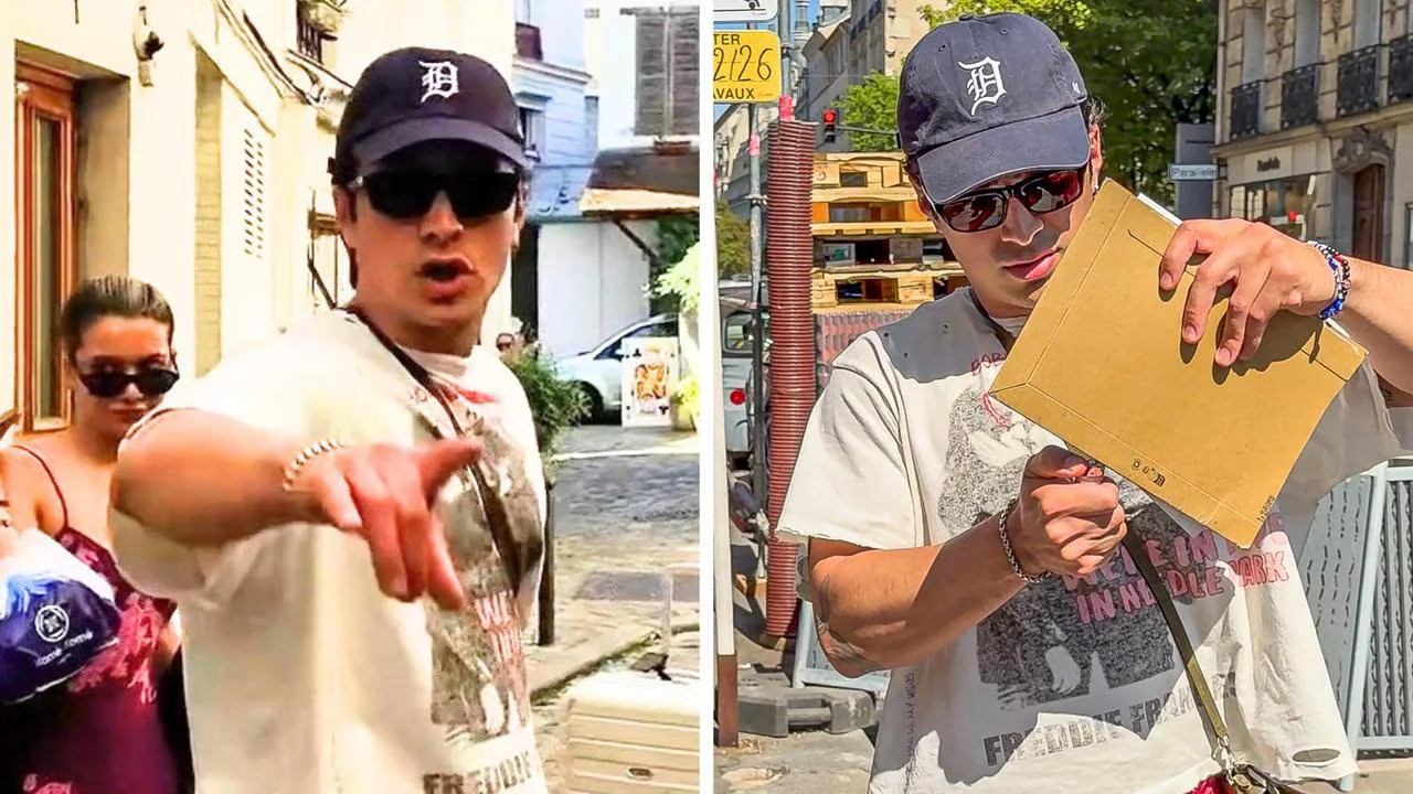 Hudson Williams confronts autograph hunters in Paris, tries to torch his headshot
