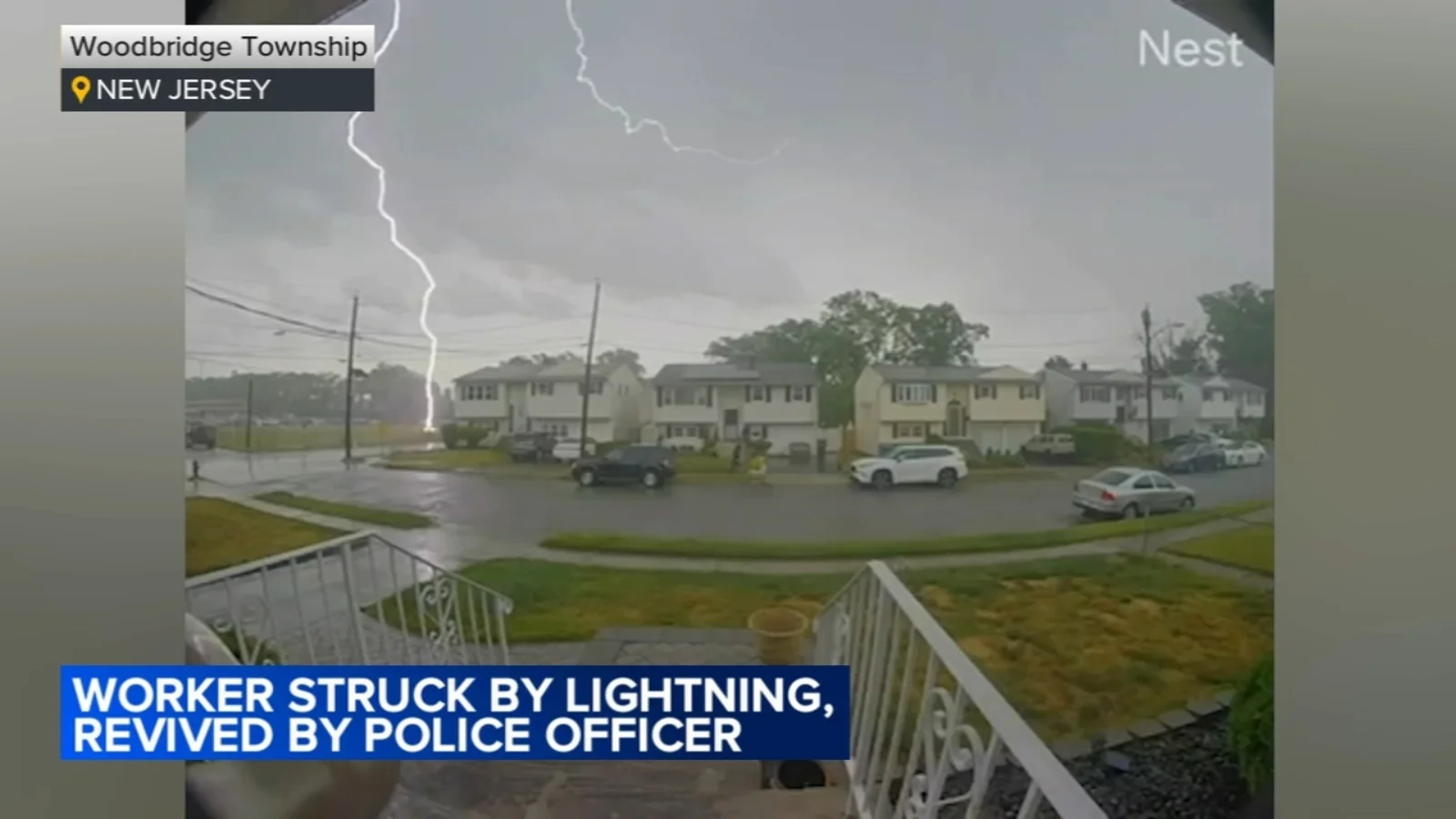 NJ worker revived by cop after lightning strike on soccer field.