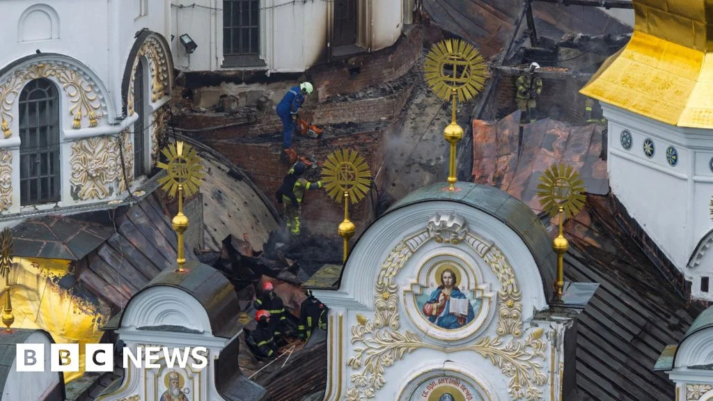 Kyiv's ancient Dormition Cathedral ablaze as Russia strikes kill 11