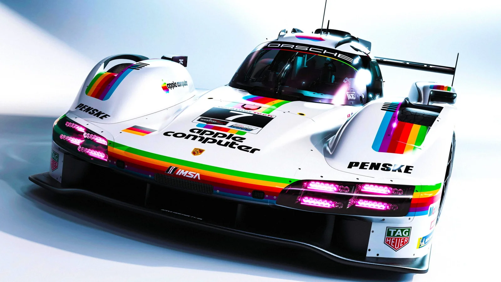 Apple-Inspired Porsche 963s Revive 1980s Apple Color Scheme at Laguna Seca