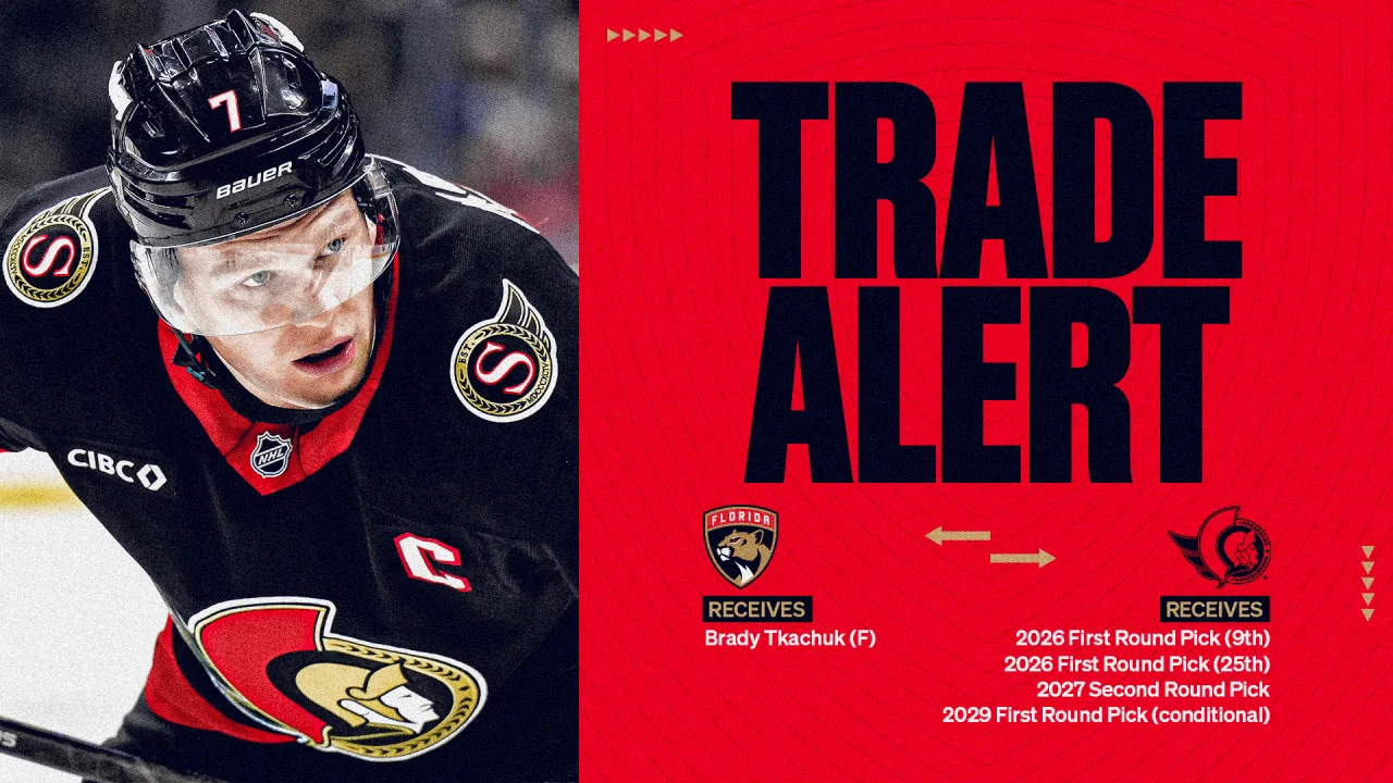 Panthers land Brady Tkachuk from Senators in blockbuster first-round swap