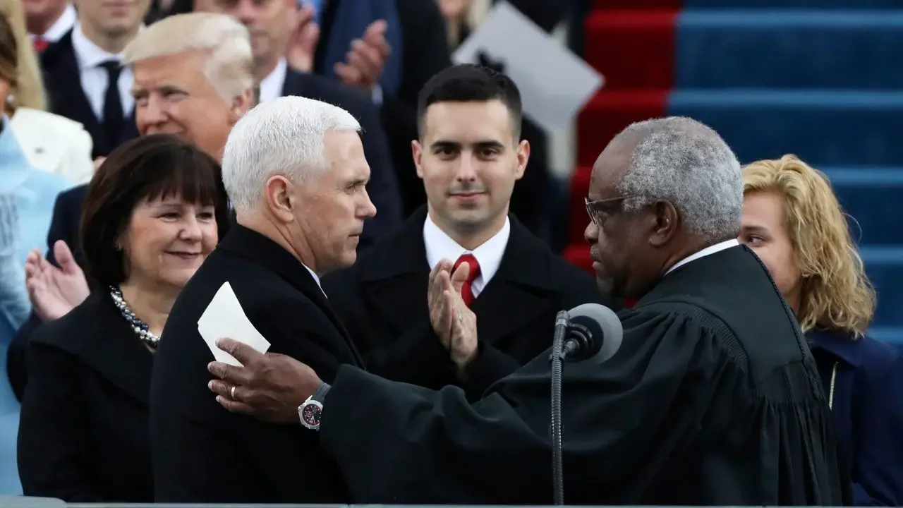 Pence and Campbell clash over Clarence Thomas' resignation.