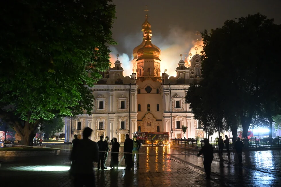 Ancient Kyiv monastery burns as Russia strikes widen assault