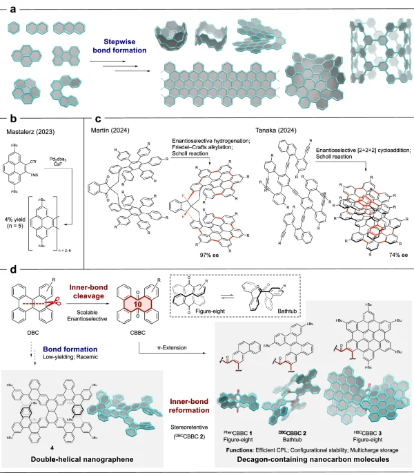 Skeleton editing yields giant chiral decagon nanocarbon and twisted nanographene