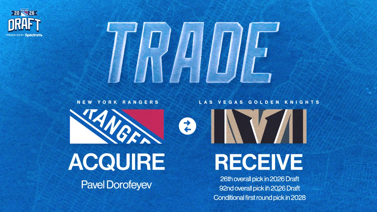 Rangers land Dorofeyev in three-pick swap with Vegas Golden Knights