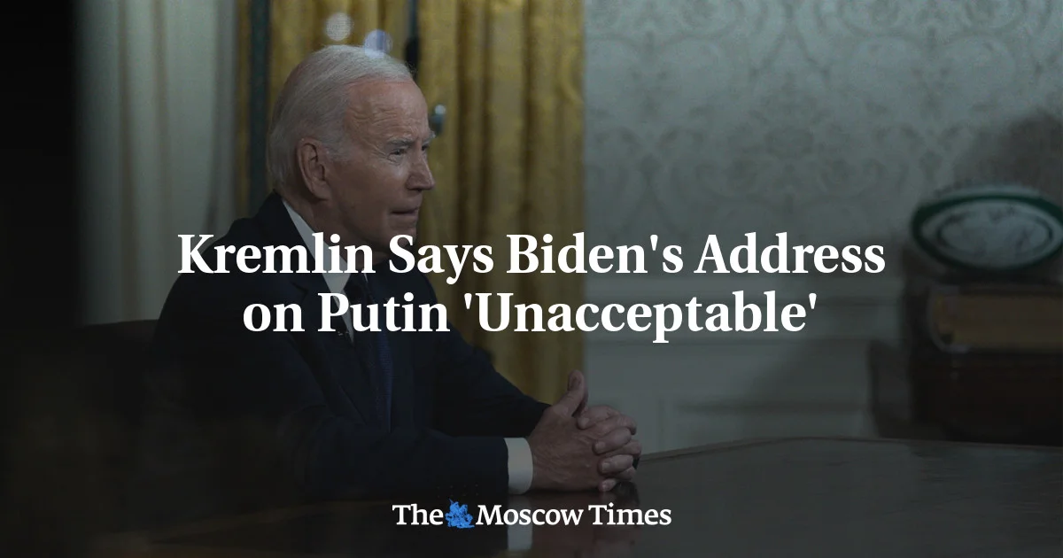 Kremlin Condemns Biden's Comparison of Putin to Hamas as 'Unacceptable'