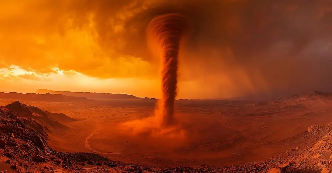 Mars Dust Devils Duel: Perseverance Captures One Swallowing Another