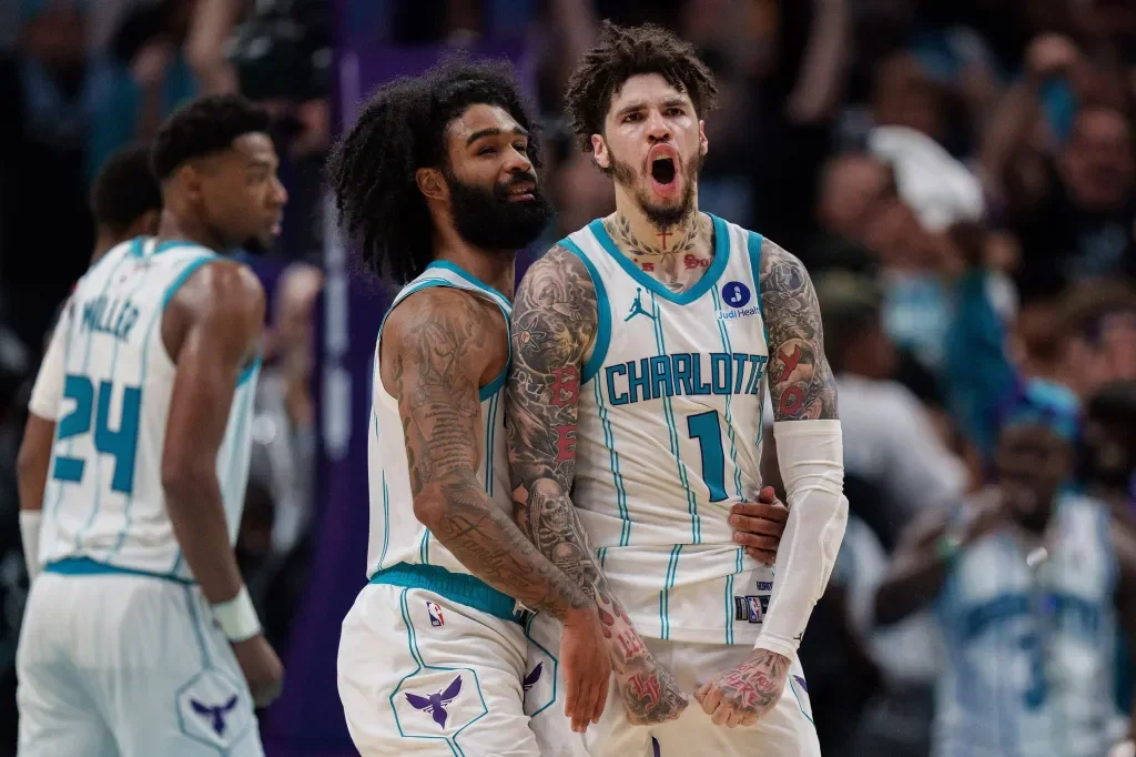 NBA fines LaMelo Ball for dangerous trip that sidelined Bam Adebayo in play-in