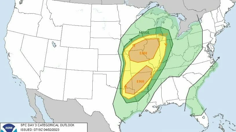 Severe Storms Threaten Midwest and Southern U.S. Again
