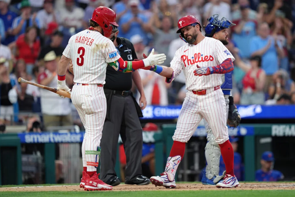 Harper’s cycle and Schwarber’s three homers fuel Phillies; Skenes stumbles; Rogers shines